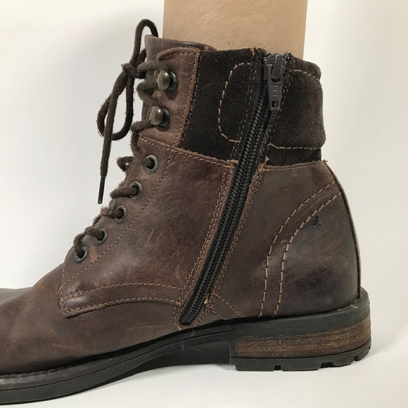 Alfani Kooper Mens 7M Brown Leather Lace Up Boots Side Zip Utility Casual - Picture 15 of 16